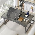 thumbnail image 2 of Bureau Pliable pour Ordinateur Portable pour Lit avec Support à Hauteur Réglable à 6 Niveaux, Table de Genoux, Plateau-Déjeuner, Bureau d'Écriture avec Tiroir pour Travailler et Jouer, 2 of 5