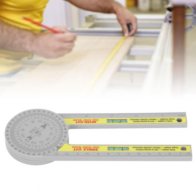 Jauge d'Angle, 360 Degrés Tourne Bras Règle d'Angle Haute Précision avec Bulle Horizontale pour la Menuiserie Angle Finder
