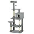 thumbnail image 1 of 56" Grey Multi-Level Cat Tree with Condo, Hammock & Scratching Posts - Indoor Cat Tower for Living Room & Bedroom Relaxation, 1 of 7