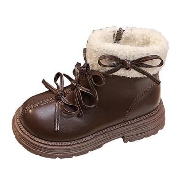 Gubotare Bottes pour Enfants Bottines pour Filles pour Tout-Petits/Little Kids, Fermeture Éclair, à Tige Basse, Talon Plat, Décontractées Taille 13.5 (Brun,Little Kids 13.5)