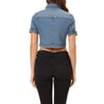 thumbnail image 3 of INSPIRE CHIC Veste Décontractée pour Femme Manches Courtes Veste en Jean Denim Courte Bleu Pâle TP, 3 of 6