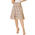 thumbnail image 1 of Unique Bargains Women's Ruffle Hem Flowy Tiered A-Line Swing Floral Midi Skirt, 1 of 8