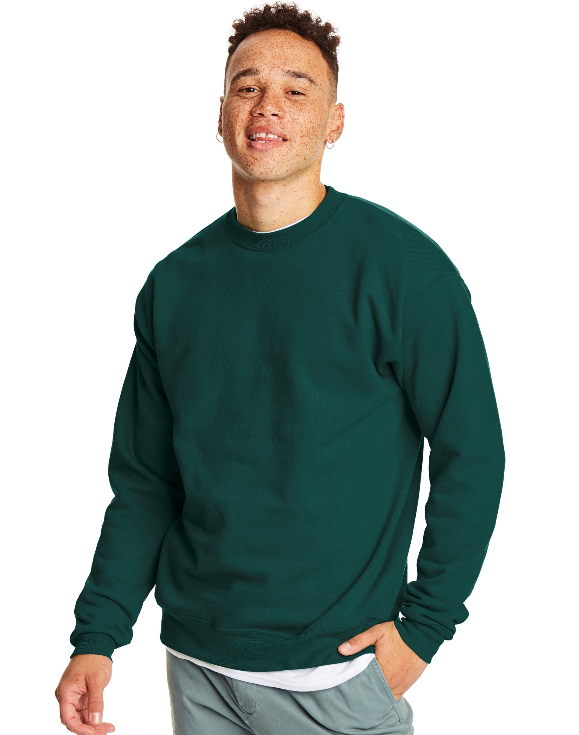 Hanes Chandail en Molleton EcoSmart pour Hommes, Lot de 2, 3TG, Vert Forêt Profond