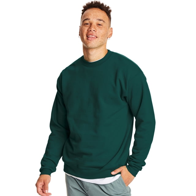Hanes Mens EcoSmart Fleece Crewneck Sweatshirt, M, Deep Forest
