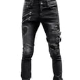 thumbnail image 1 of WEAIXIMIUNG Mens Work Overalls Winter Men's Trousers Casual Straight Mid-Rise Slim Fit Ripped Jeans, 1 of 5