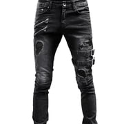 Ketyyh-chn99 Bootcut Jeans for Men Flare Jeans Casual Pants Men Casual Open Slim Fit Straight Solid Color Trousers Black,3XL