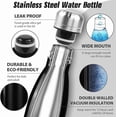 thumbnail image 4 of KubuChee Insulated Water Bottle, 17 oz Stainless Steel Water Bottles, Double Wall Vacuum Reusable Water Bottles Leak Proof BPA-Free Sports Bottle Cup Keep Hot&Cold for Running Gym Workout-Black, 4 of 5