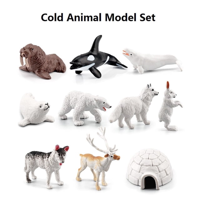 10 Sets Of Mini Small Simulation Animal Winter Simulation Scene Decoration Model