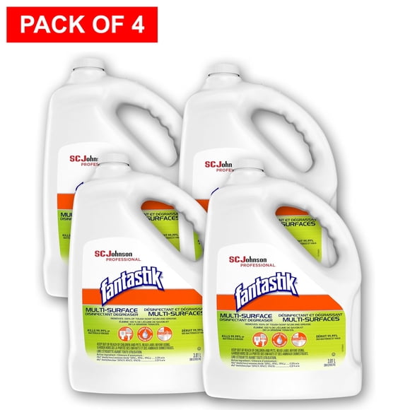 Fantastik Recharge de Désinfectant Originale 3,8 L (1 Gallon) (Lot de 4 Unités) Total 4 Gallons Recharges (l'Emballage Peut Varier)