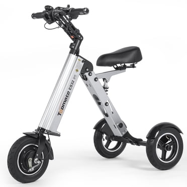 TopMate ES32 Electric Tricycle Foldable E-Scooter with Seat for Adults 15 mph, Lightweight 3 Wheel Mobility Scooter with Reverse Function and 10" Tires, Electric Trike for Commuting