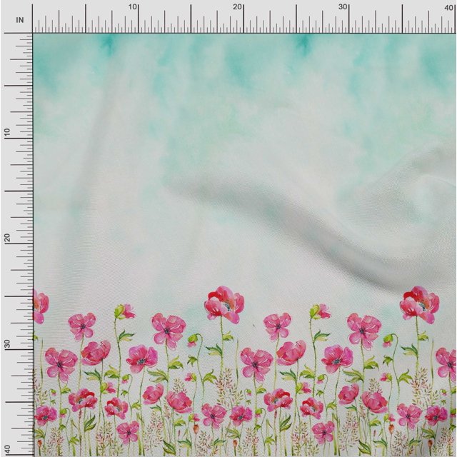 oneOone Silk Tabby Fabric Leaves & Flower Panel Decor Fabric Printed BTY 42 Inch Wide