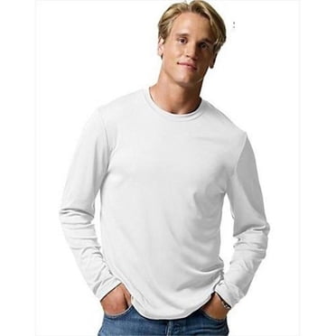 Hanes 482L Cool Dri Performance Mens Long-Sleeve T-Shirt, White - Size 3X