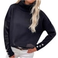 thumbnail image 1 of Yuyuzo Womens Sweater Long Sleeve Pullover Turtleneck Tops with Button Cuff Winter Fall Casual Solid Color Sweaters, 1 of 6