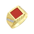 thumbnail image 3 of RYLOS Men's Rings Yellow Gold Plated Silver Designer Ring With Diamonds and Red Quartz Rings For Men Size 8, 3 of 6