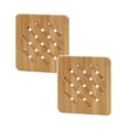 thumbnail image 1 of Oleegame 2PC Bamboo Wooden Pot Stand Non-Slip Trivet Mats Multi-Purpose Pan Pot Protectors, 1 of 1