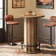 thumbnail image 3 of 39.4" H Wood Bar Table, Round Bistro Pub Table with Metal Ring Footrest, 3 of 5