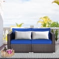 thumbnail image 1 of Costway 2PCS Patio Rattan Corner Sofa Sectional Furniture Navy Cushion, 1 of 9