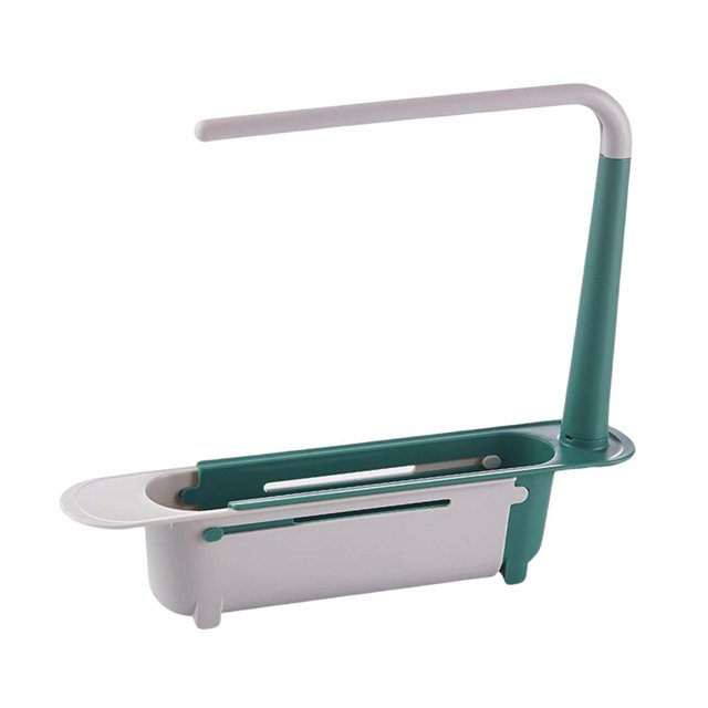 Langgg Telescopic Sink Tidy Holder Telescopic Sponge Holder Towel Rack for Bathroom Green