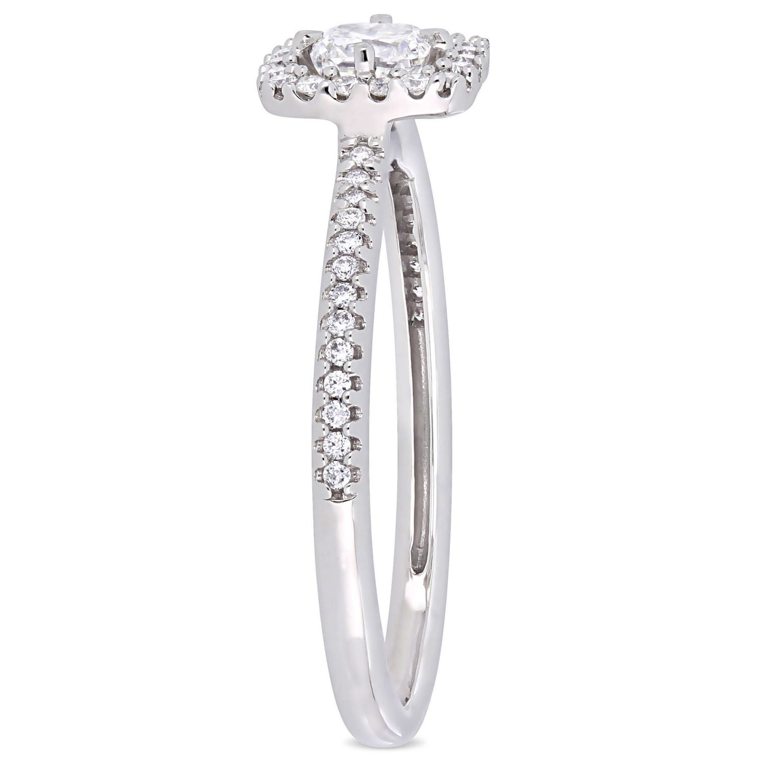 Bague de fiançailles auréole Miabella avec diamants 1/2 CT poids total, en or blanc 14K