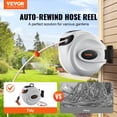 thumbnail image 2 of VEVOR Retractable Hose Reel, 65 ft x 5/8 inch, 180° Swivel Bracket Wall-Mounted, Garden Water Hose Reel with 9-Pattern Nozzle, Automatic Rewind, Lock at Any Length, and Slow Return System, 2 of 9