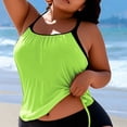 thumbnail image 5 of FAVIPT 2 Piece Tankini Womens Swimsuit Tummy Control Ruched Drawstring Swimwear Tropical Beach Comfy Bathing Suit Army Green,XXL, 5 of 5