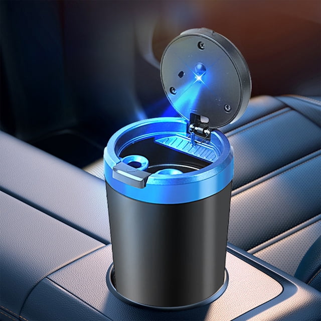 Car Ashtray Soot Prevention Open Lid Metal Inner Tank With LED Light Car Ashtray