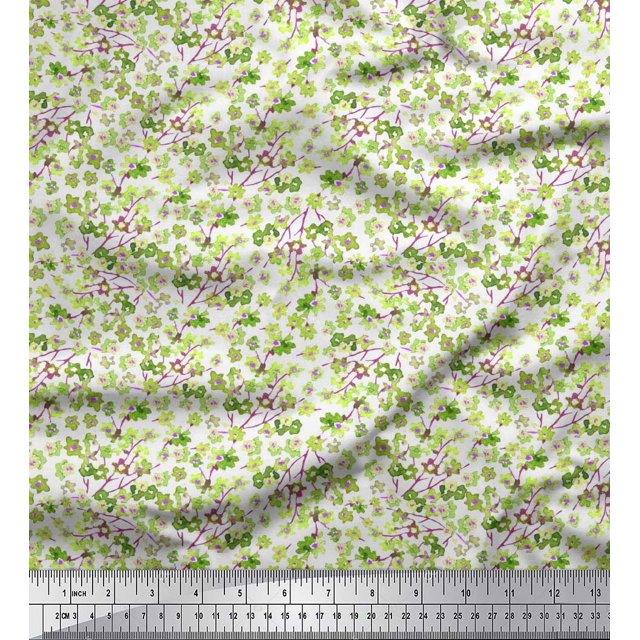 Soimoi Polyester Crepe Fabric Floral Shirting Printed Fabric 1 Yard 42 Inch Wide
