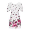 thumbnail image 4 of CHUANK Robes d'Été en Solde Femmes Décontractées Amples Formelles Imprimé Floral Robe de Plage Épaules Dénudées, 4 of 5