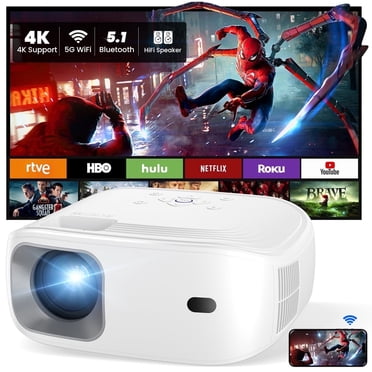 AUOSHI Projecteur Portable 4K avec Prise en Charge Wifi et Bluetooth Mini Projecteur avec Haut-Parleur Projecteurs FHD Natifs 1080P pour Films en Plein Air Cinéma Maison