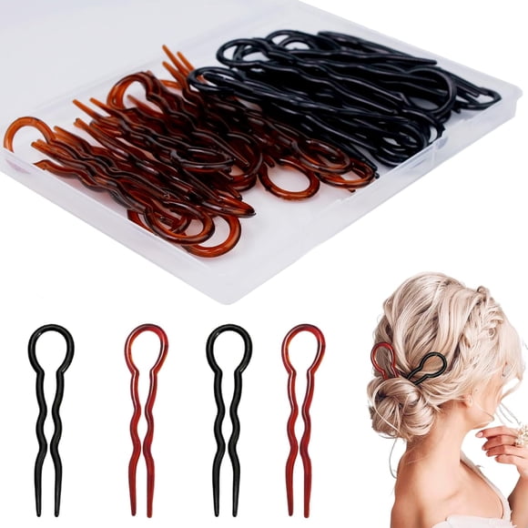 36 Pcs Hair Pins for Women U Shaped Bobby Pins Spiral Plastic Hair Twist Tool Hairstyle Accessories, Black an Brown