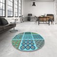 thumbnail image 4 of Ahgly Company Tapis Rond Lavable en Machine Intérieur Transitionnel Turquoise Vert, 4 Pieds Rond, 4 of 7