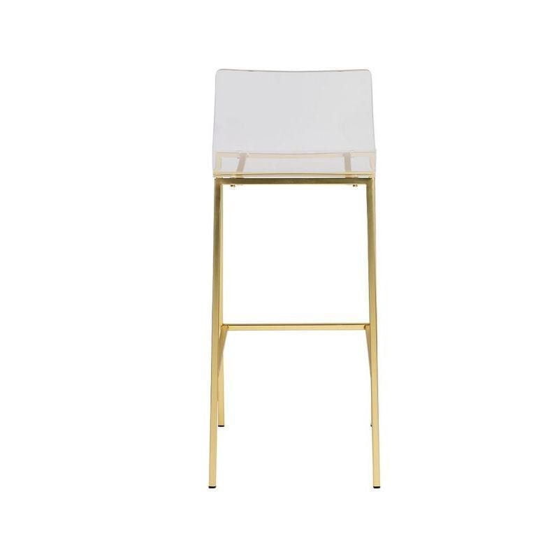 Modern bar stool clear finish  With Golden Legs, Counter 26"H, Stool Chair ideal for Kitchen Island Counter.