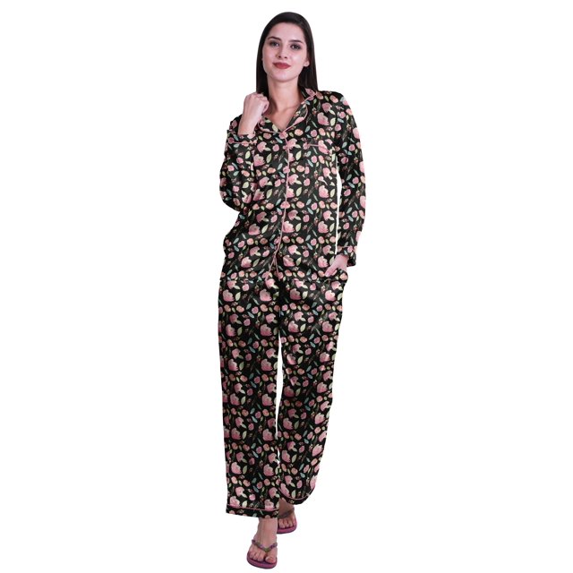 Moomaya Ensembles de Détente pour Femmes à Manches Longues, Pyjama à Col Cranté Boutonné