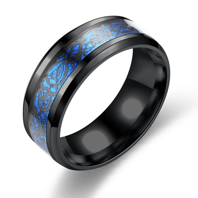 Men Ring Glossy Simple Jewelry Accessory Dragon Pattern Glowing Ring for Dating
