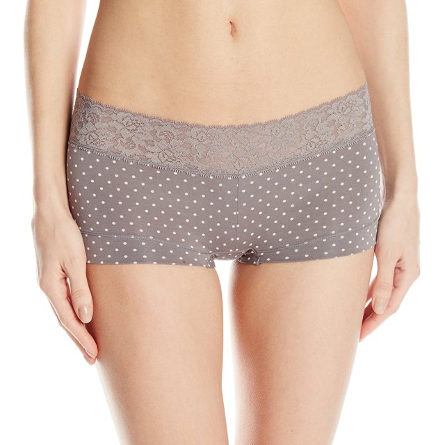Maidenform Shorty en Coton pour Femmes avec Dentelle - Article à Succès, 7, Gris Acier