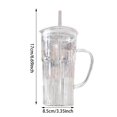 thumbnail image 3 of Binwennn Ribbed Glass Cups With Lids And Ribbed Glass Cups With Handles Iced Coffee Glassware Transparent Reusable Drinking Utensils With Lids And Suitable For A Chiller Cup Set Mug Mugs Glass Food, 3 of 8