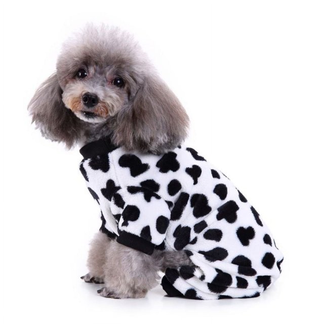 Full Coverage Dog Pajamas Winter Warm Fleece Pet Pullover for Small Dogs Milk Cows