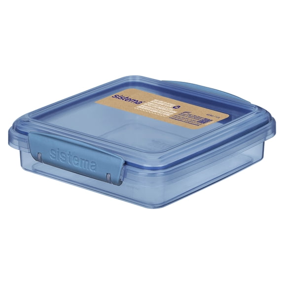 Boîte à sandwich Sistema en plastique récupéré des océans, contenant alimentaire et boîte à lunch de 450 mL, sans BPA, turquoise ou bleu (non sélectionnable)