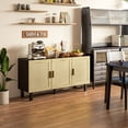 thumbnail image 2 of HOMCOM Boho Sideboard, Coffee Bar Cabinet with Rattan Doors, Black, 2 of 10