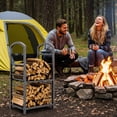 thumbnail image 3 of EastVita 30 Inch High Firewood Rack Outdoor, Indoor Log Storage Organizer, Silver, 3 of 8