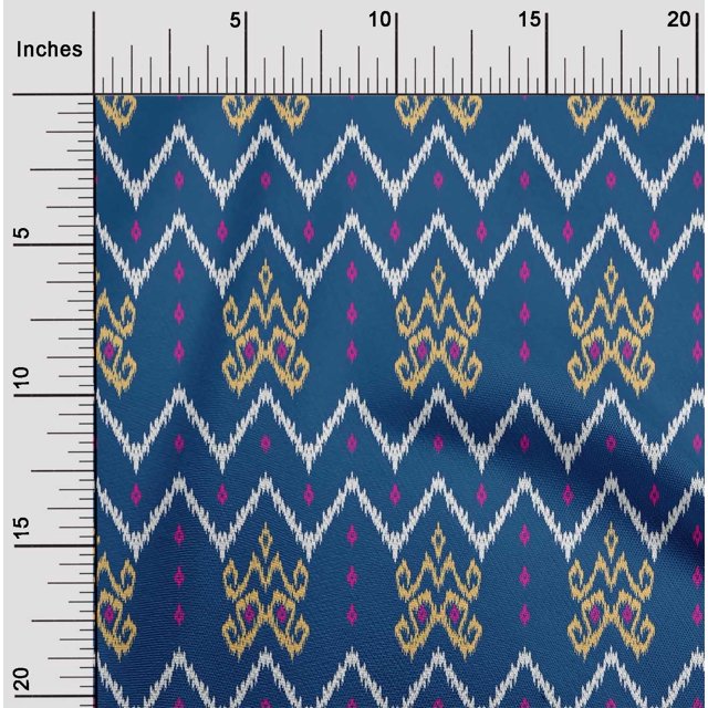 oneOone Cotton Silk Fabric Paisley & Chevron Ikat Printed Craft Fabric BTY 42 Inch Wide