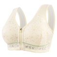 thumbnail image 1 of Sport Bras Women Solid Color Front Closure Wireless Bra With Air-Flow Mesh Thin Design Plus Size Plus Size Bra Beige 52, 1 of 6