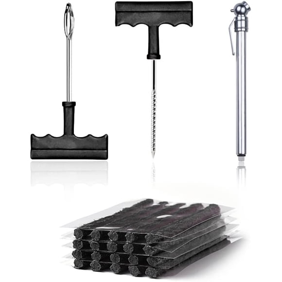 Car Tire Repair Kit with Plugs,20PCS Tire Plug Kit Heavy Duty Professional Includes T-Handle Tool and Tyre Pressure Pen,Universal Car Tire Patch Kit for Car Motorcycle Bike