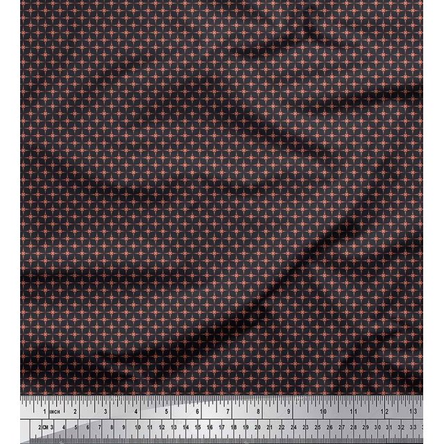 Soimoi Tissu Gris en Poly Georgette Imprimé Géométrique Artistique Tissu au Mètre 42 Pouces de Large
