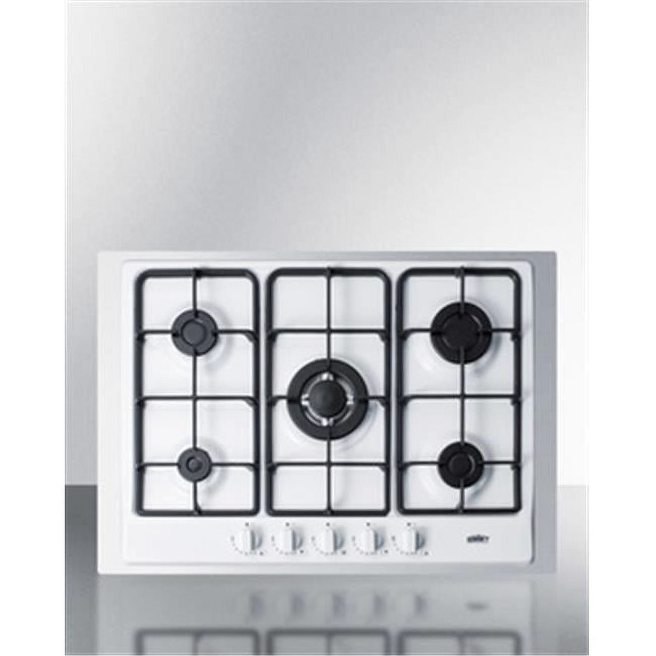 Summit GC5271WTK30 5 Burner Gas Cooktop with 30 in. Trim Kit - White Finish