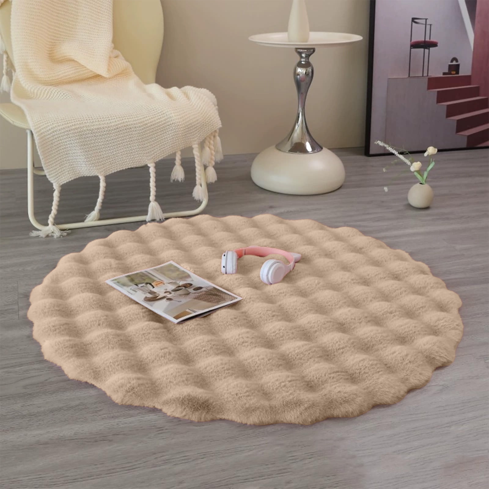 TIMIFIS Plush Carpet, Area Rug Round Rug Contemporary Entry Rug Comfortable Floor Mat Doormat for Bedroom Porch Hallway Dorm Home Decoration Home Decor