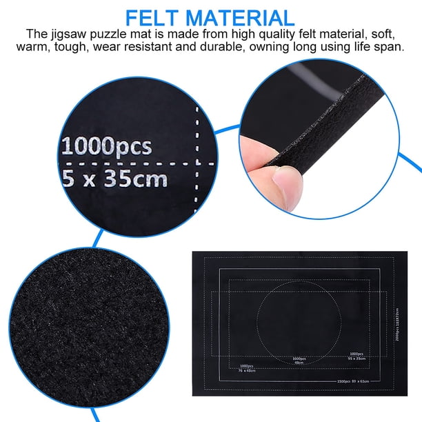 Tapis De Rangement De Puzzle En Feutre Imperméable – Enroulable, Compatible 1500/2000/3000 Pièces – Noir, 66x117 Cm