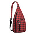 thumbnail image 1 of Abstract Plaid Sling Backpack - Modern Artistic Checkered Pattern Shoulder Bag, Durable Pack for Outdoor Adventures, 1 of 4