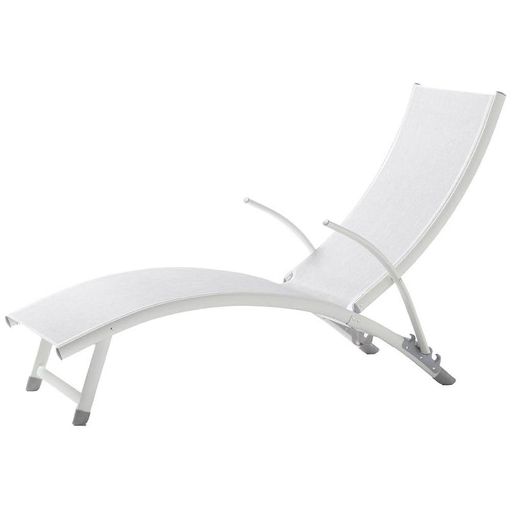 Alfresco Home Chaise Longue de Patio Réglable pour le Bord de la Piscine en Blanc Loft