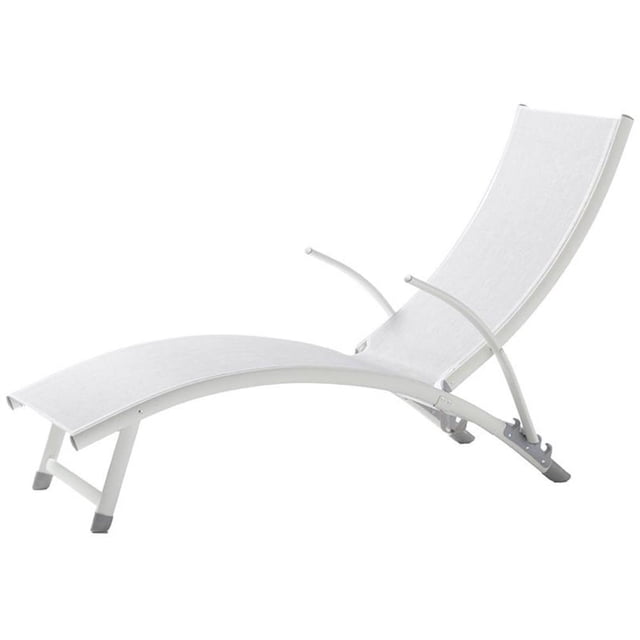 Alfresco Home Chaise Longue de Patio Réglable pour le Bord de la Piscine en Blanc Loft